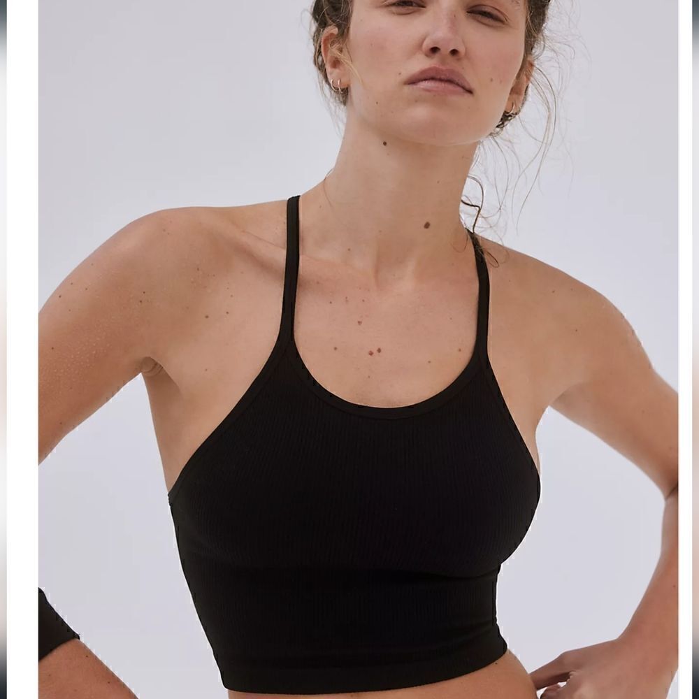 Free People Happiness Runs Solid Black Tank XS/S